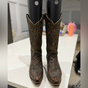 Corral Dark Brown Embroidered Heeled Boots